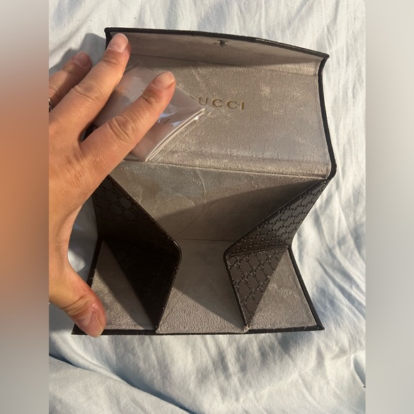 Brand NEW GUCCI Monogram Leather Foldable Sunglasses Case - Brown signature GG - Picture 5 of 9